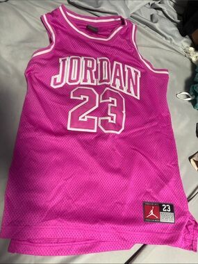 Jordan Hot Pink Mesh Basketball Jersey 23